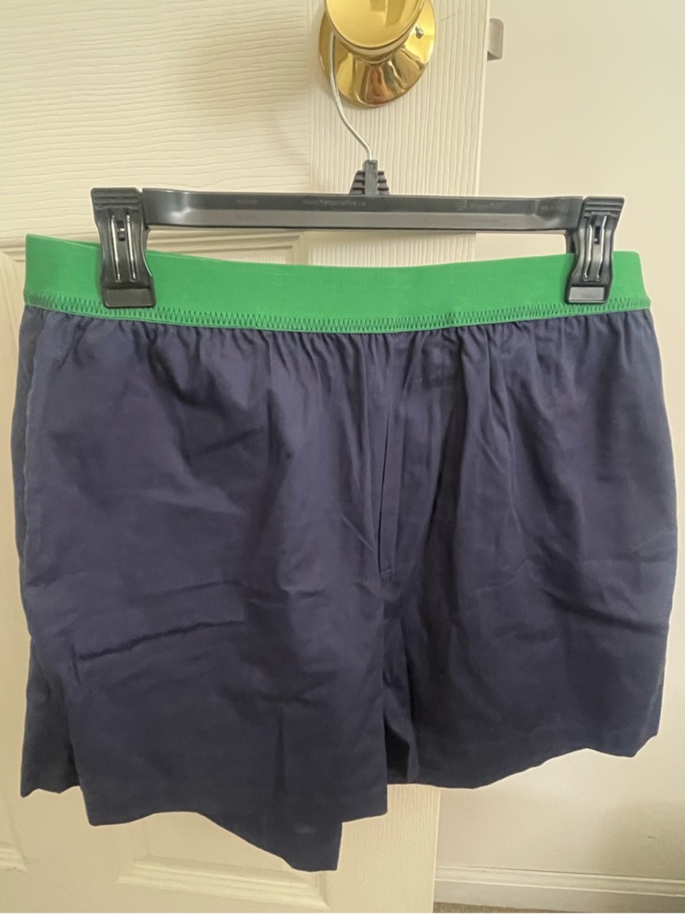 Anthropologie Sz M Navy Boxer Shorts with Green Waistband NWT